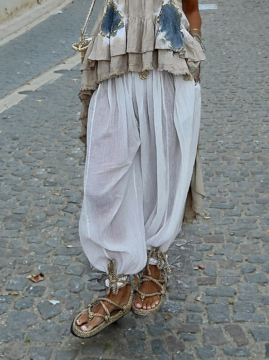 Bohemian Sheer Harem Pants with Flowing Silhouette