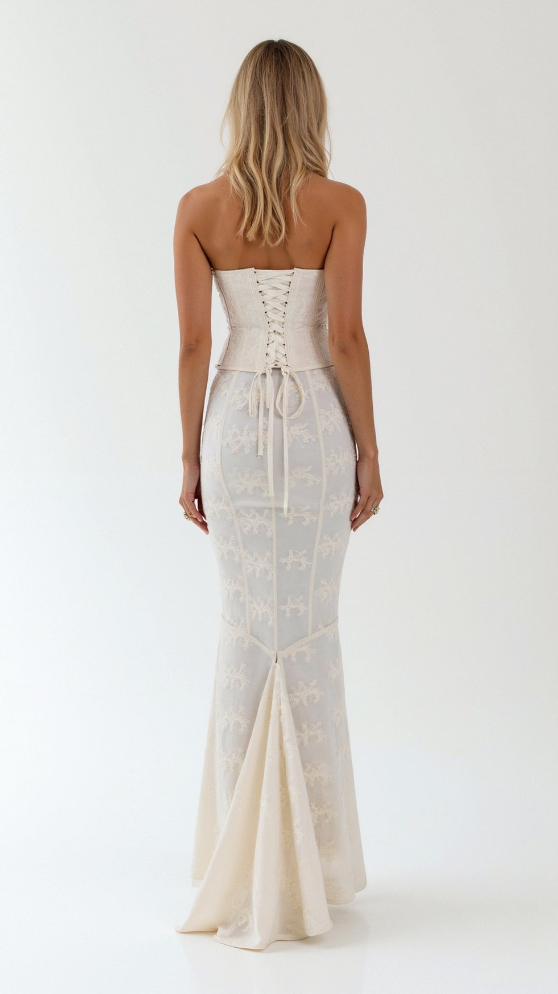 White Anastasia Lace Corset Maxi Dress