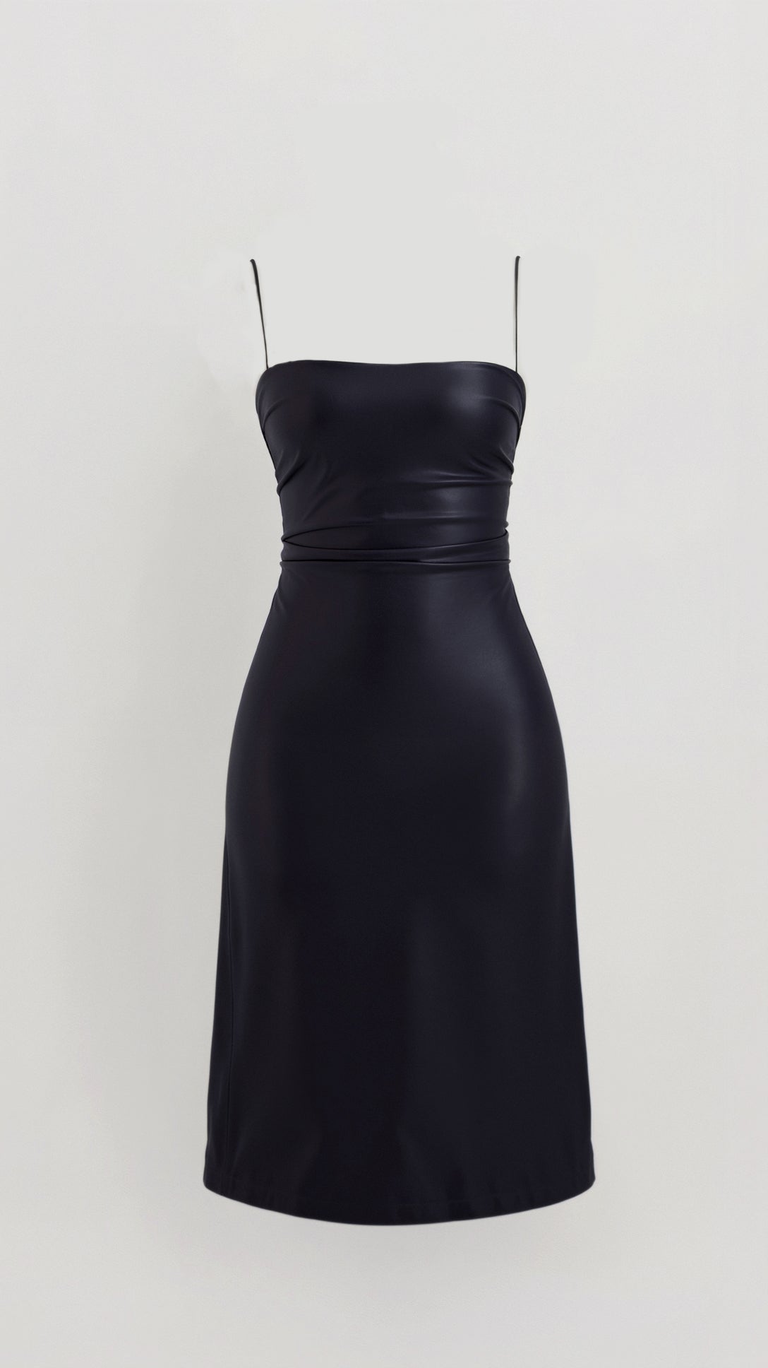 Midnight Bloom Vegan Leather Midi Slip Dress