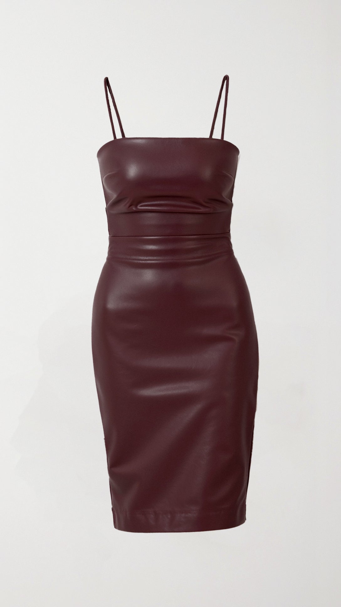 Midnight Bloom Vegan Leather Midi Slip Dress