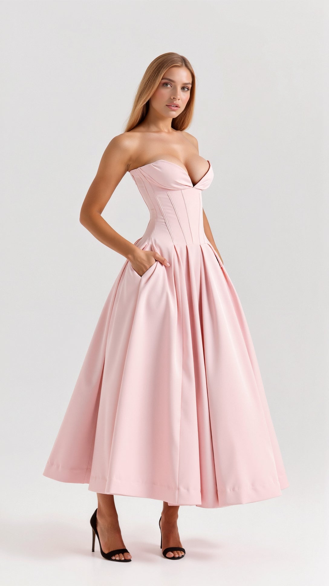 Strapless Midi Dress Celestia