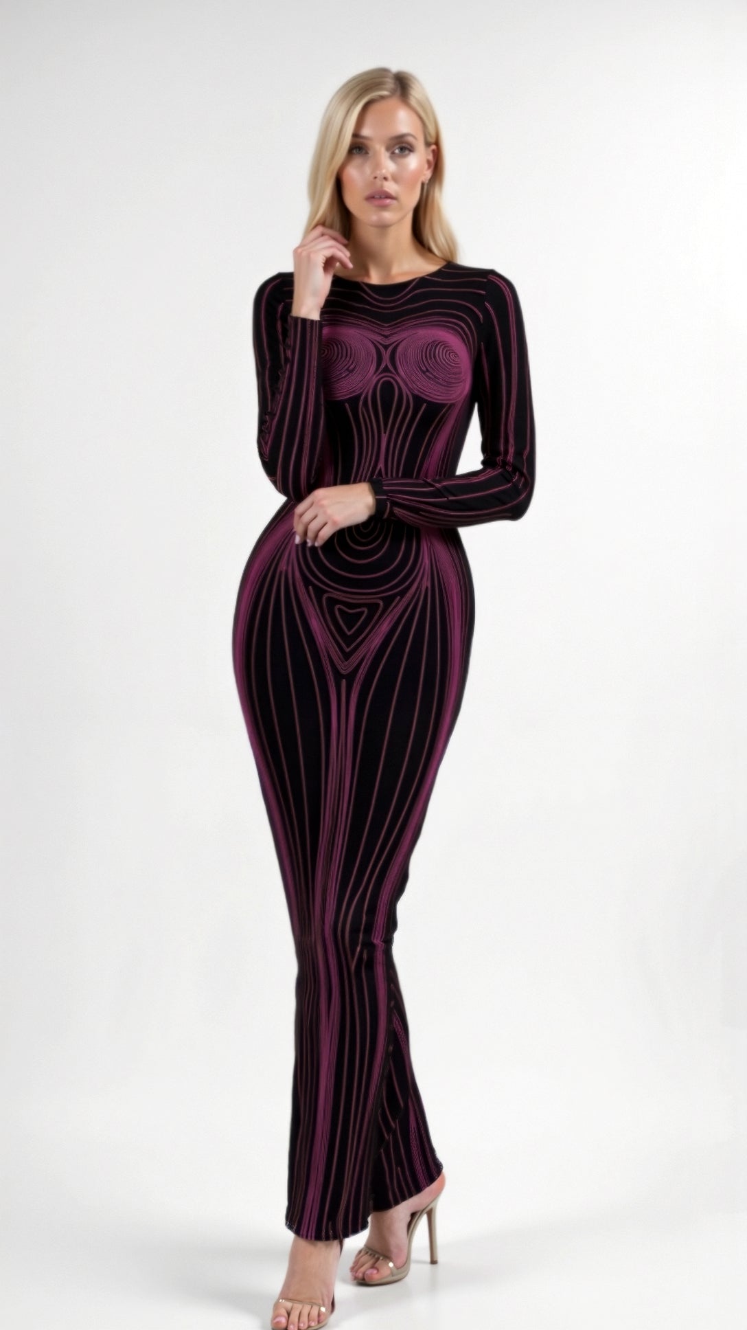 Xiomara, figure-hugging maxi dress