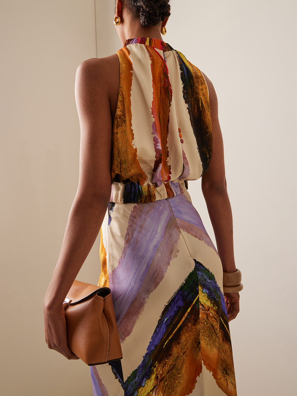 Artistic Abstract Print Maxi Skirt with Comfortable Elastic Waist