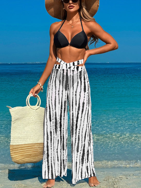 Bikini with Sheer Wide Leg Pants Three-Piece Set
