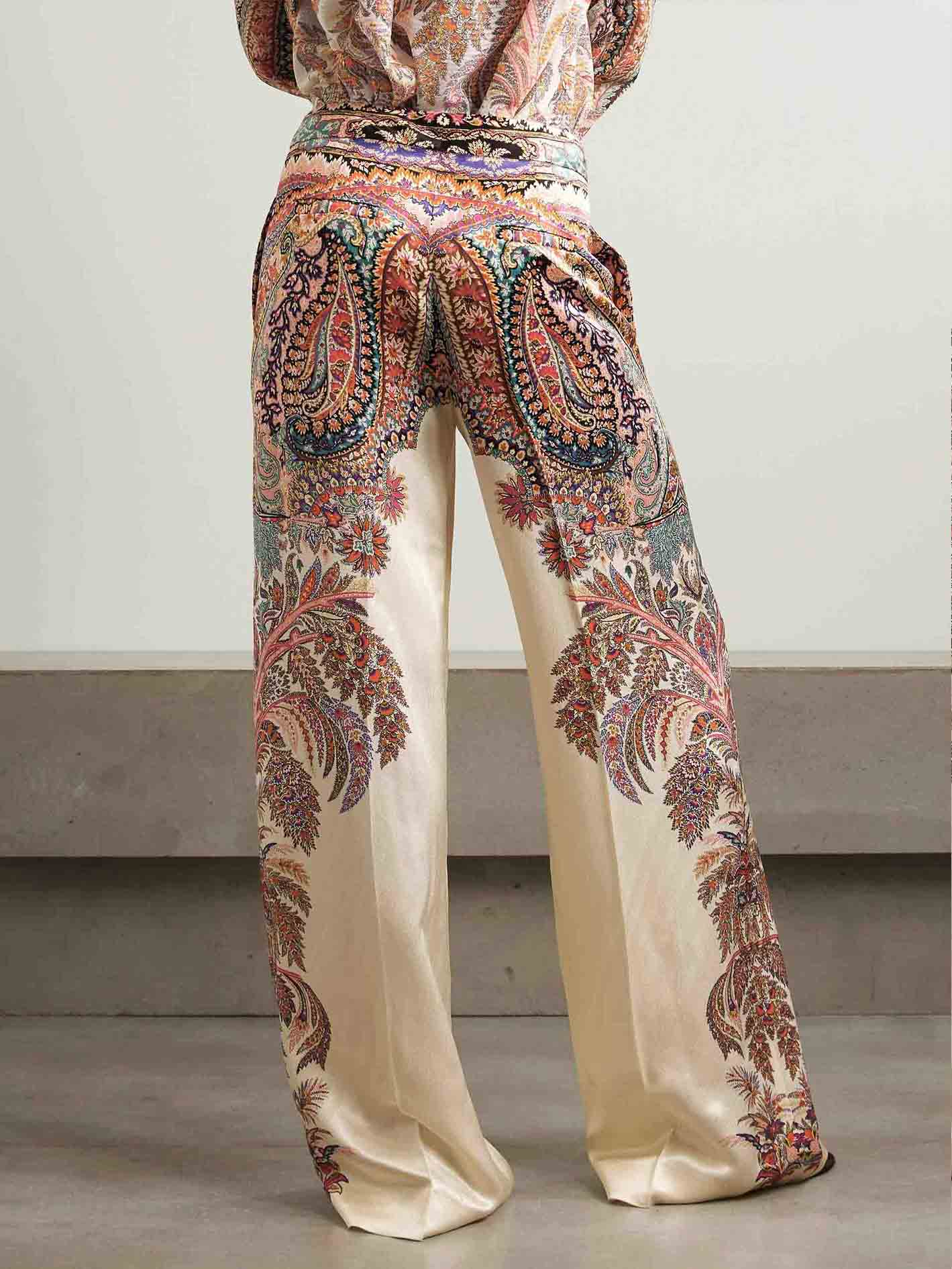 Elegant Vintage Paisley Print Wide-Leg Pants