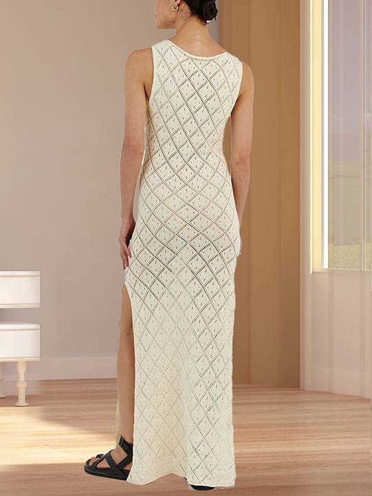 Bohemian-Inspired Crochet Knit Maxi Dress