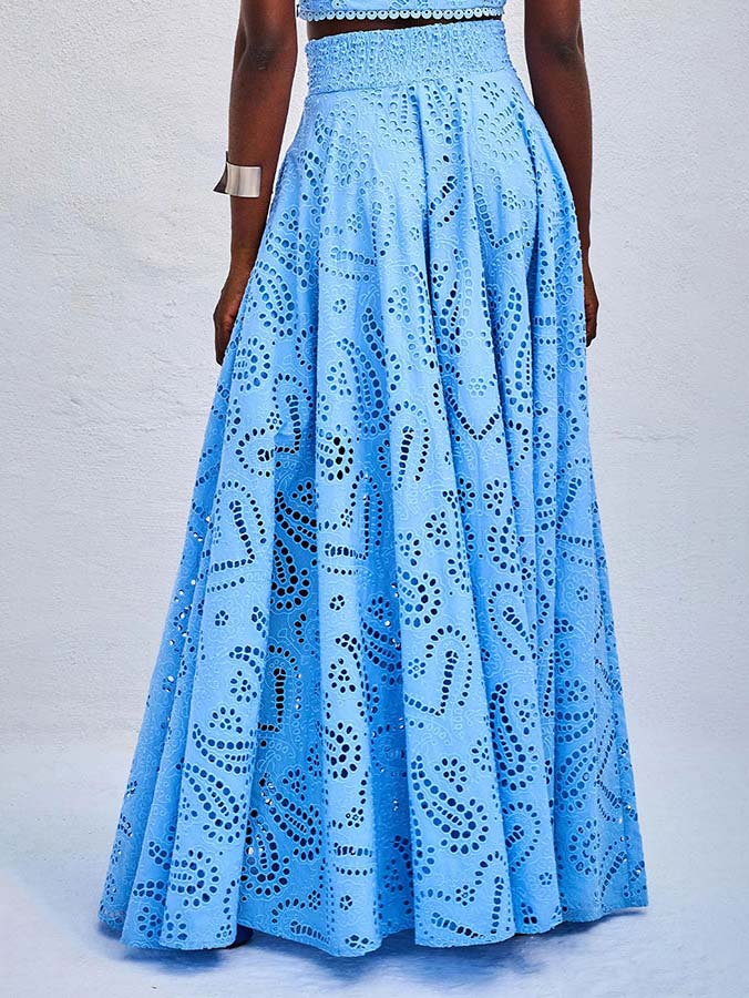Elegant Embroidered Lace A-Line Maxi Skirt