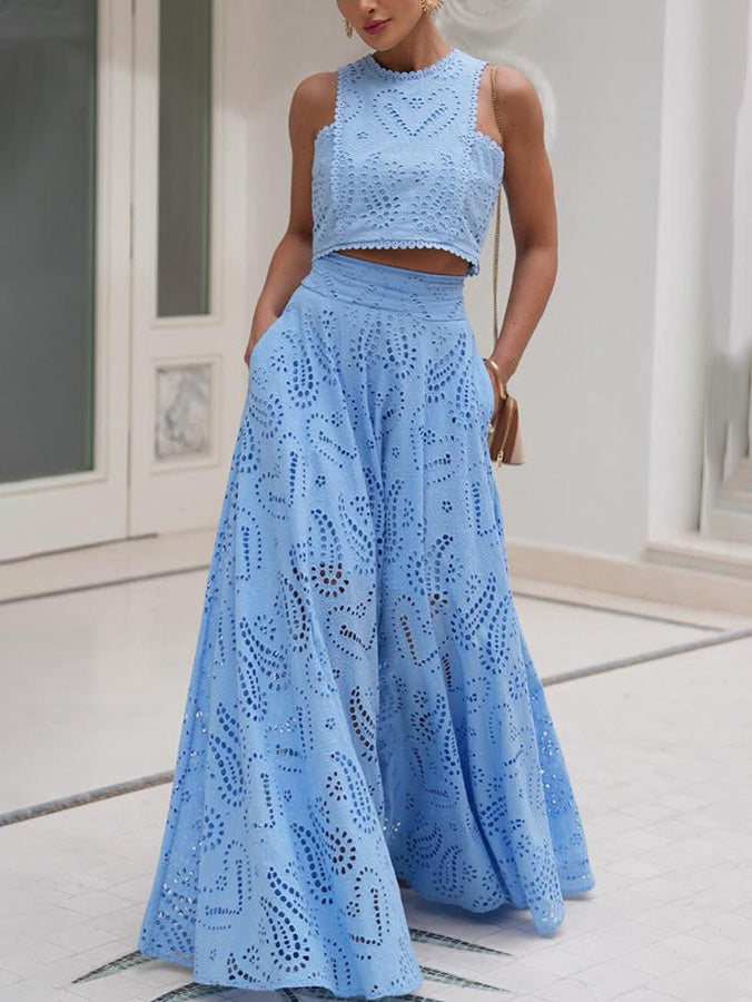 Elegant Embroidered Lace A-Line Maxi Skirt