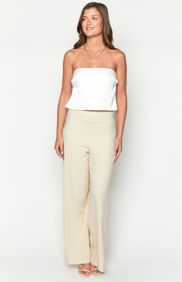 Ibiza White Satin Strapless Top