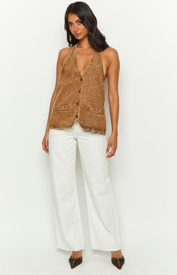 Lioness Hills Halter Stonewash Top
