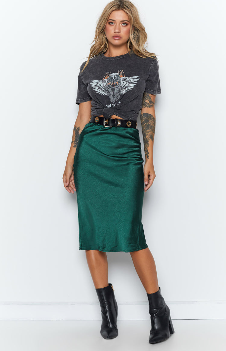 Emerald Whisper Midi Skirt