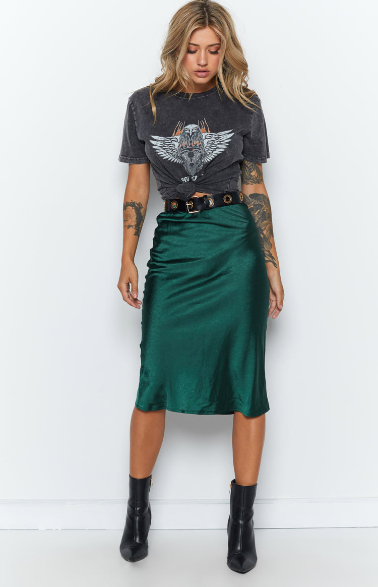 Emerald Whisper Midi Skirt