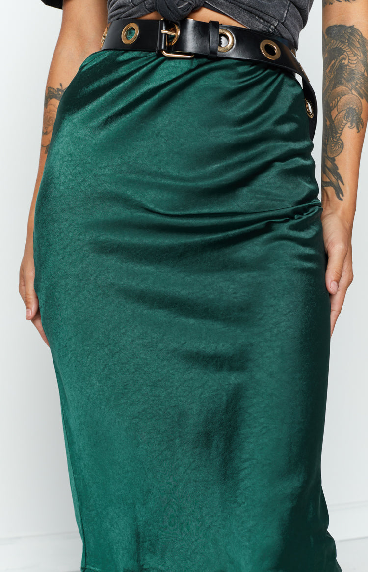 Emerald Whisper Midi Skirt